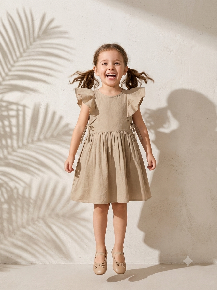 Beige Chloe Flutter Dress