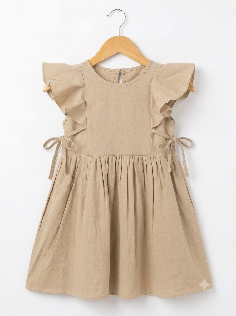 Beige Chloe Flutter Dress