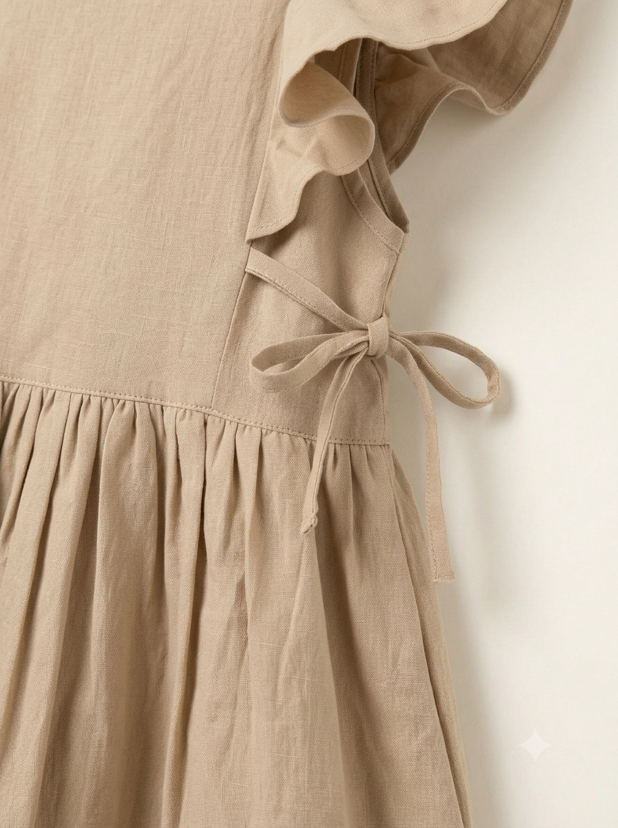 Beige Chloe Flutter Dress
