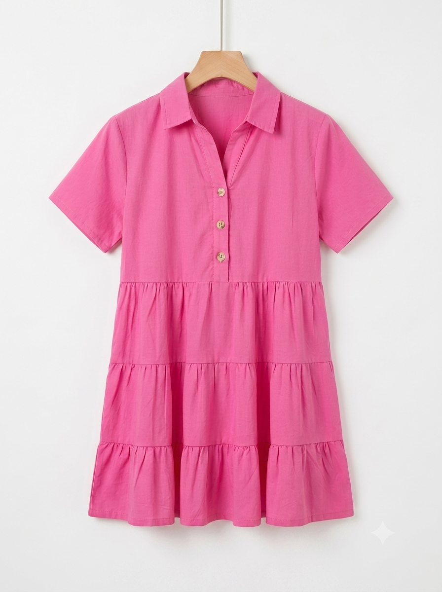 Fuchsia Shirt-Tier Dress