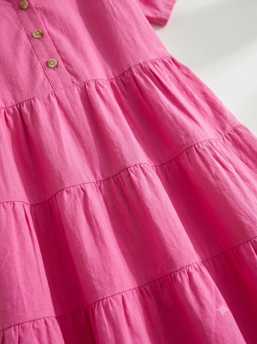 Fuchsia Shirt-Tier Dress